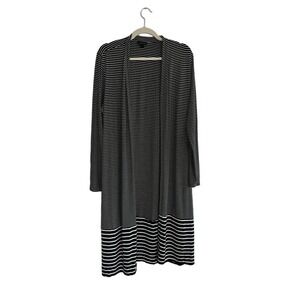 J. Jill Wherever Collection Long Tunic Length Open Cardigan Striped